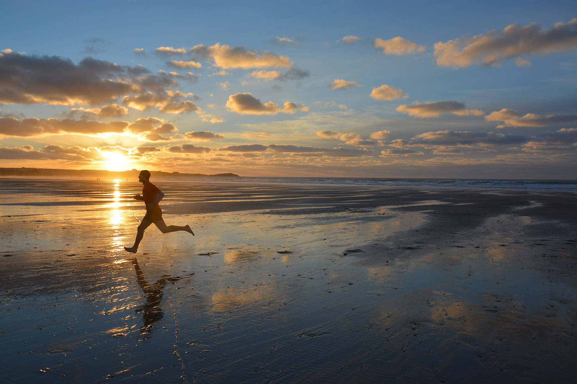 Sunset run, Watergate Bay, Cornwall